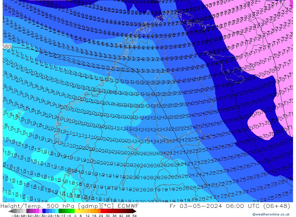 Height/Temp. 500 hPa ECMWF  03.05.2024 06 UTC