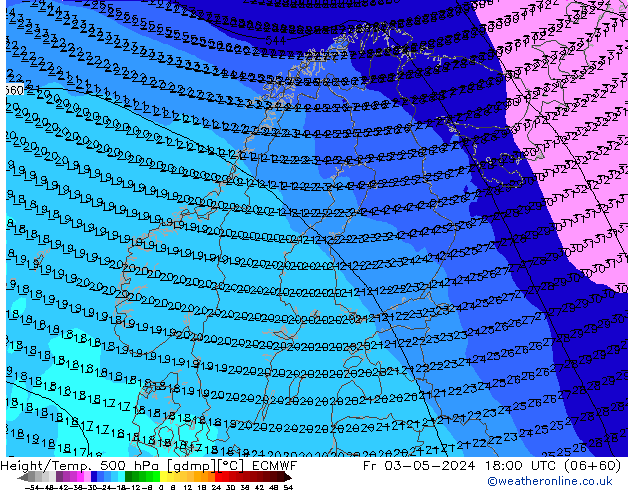 Z500/Rain (+SLP)/Z850 ECMWF Fr 03.05.2024 18 UTC