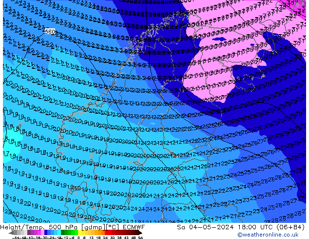 Z500/Rain (+SLP)/Z850 ECMWF sáb 04.05.2024 18 UTC