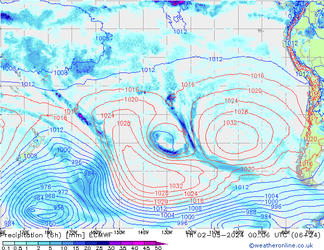 Z500/Rain (+SLP)/Z850 ECMWF gio 02.05.2024 06 UTC