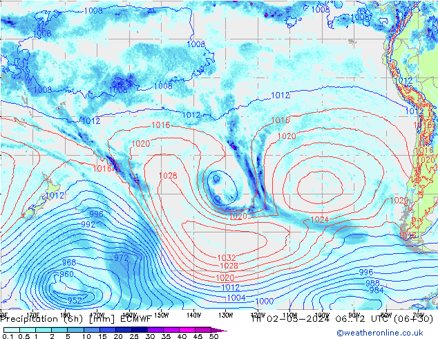 Z500/Regen(+SLP)/Z850 ECMWF do 02.05.2024 12 UTC