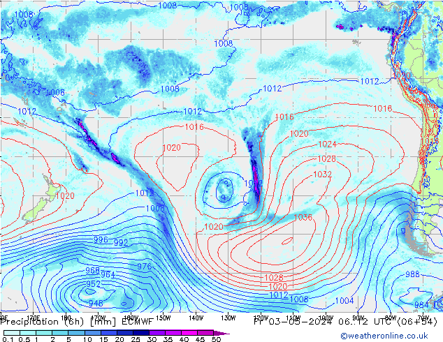 Z500/Rain (+SLP)/Z850 ECMWF Pá 03.05.2024 12 UTC