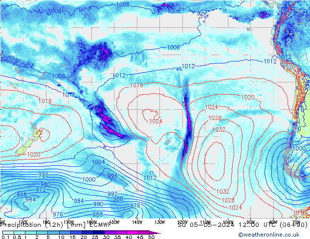 Precipitation (12h) ECMWF Su 05.05.2024 00 UTC