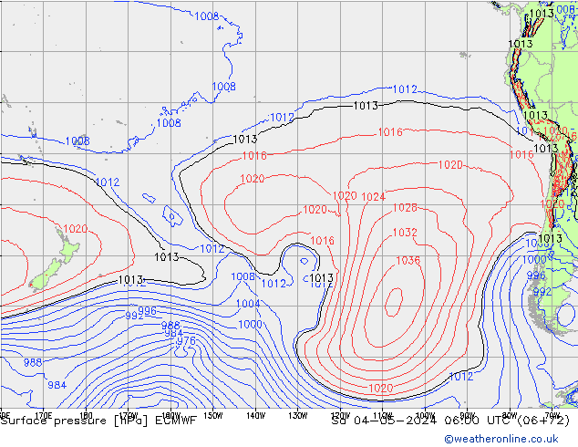 Pressione al suolo ECMWF sab 04.05.2024 06 UTC