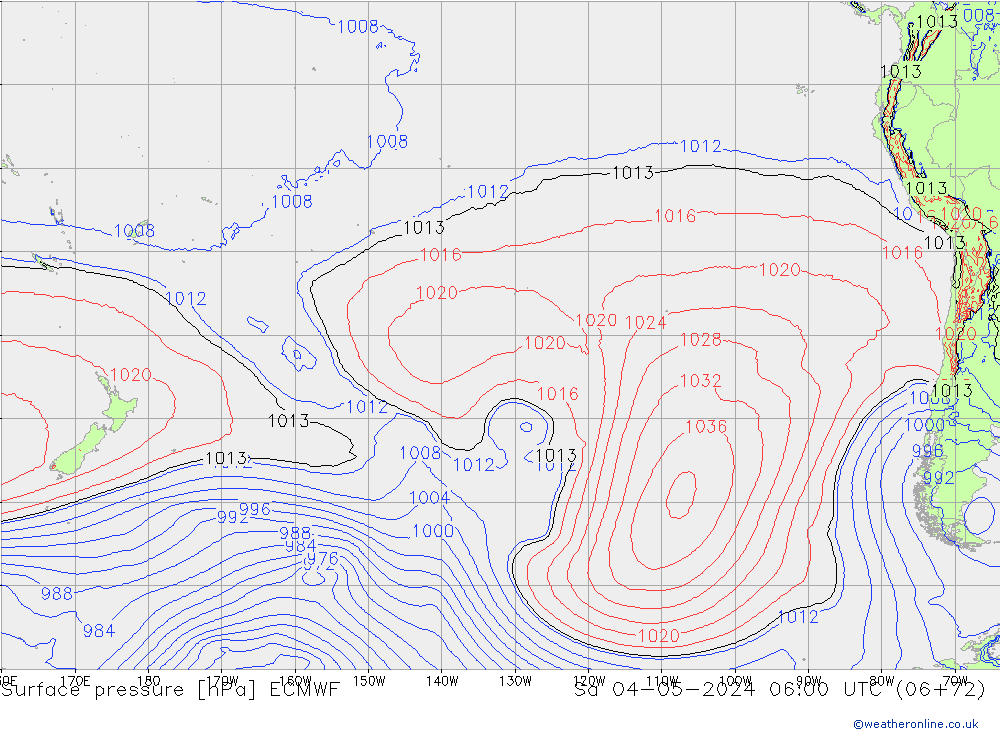 Pressione al suolo ECMWF sab 04.05.2024 06 UTC