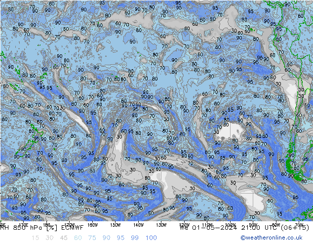 RV 850 hPa ECMWF wo 01.05.2024 21 UTC