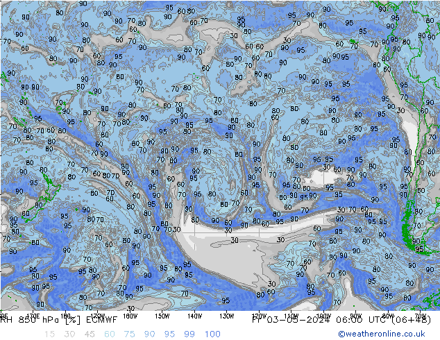 RH 850 hPa ECMWF Sex 03.05.2024 06 UTC