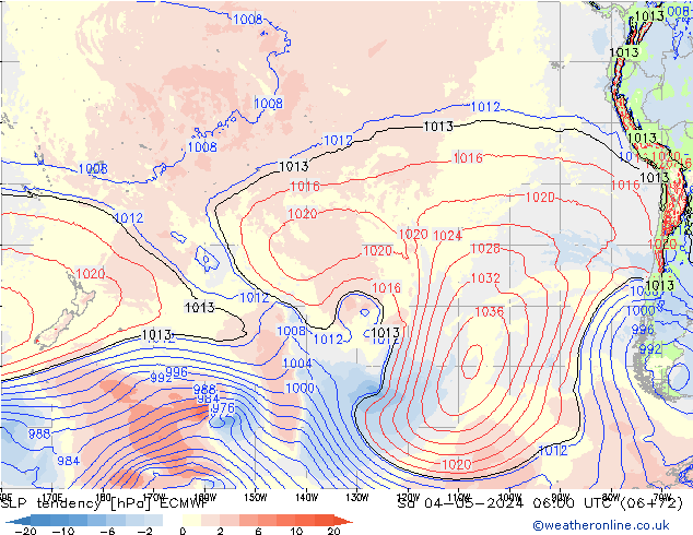 Tendenza di Pressione ECMWF sab 04.05.2024 06 UTC