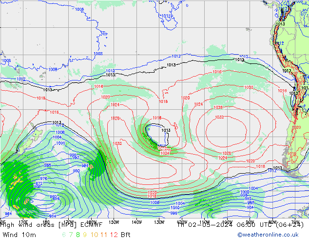 High wind areas ECMWF jeu 02.05.2024 06 UTC