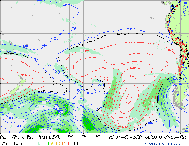 High wind areas ECMWF sab 04.05.2024 06 UTC