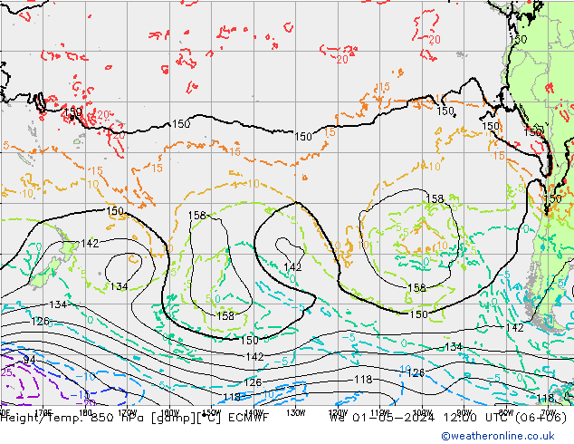 Z500/Rain (+SLP)/Z850 ECMWF  01.05.2024 12 UTC