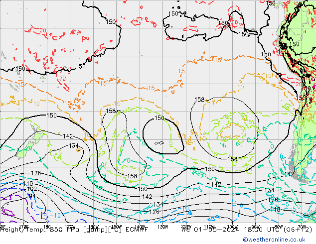 Z500/Rain (+SLP)/Z850 ECMWF śro. 01.05.2024 18 UTC