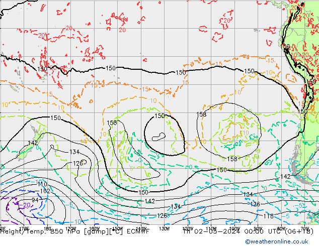 Z500/Yağmur (+YB)/Z850 ECMWF Per 02.05.2024 00 UTC