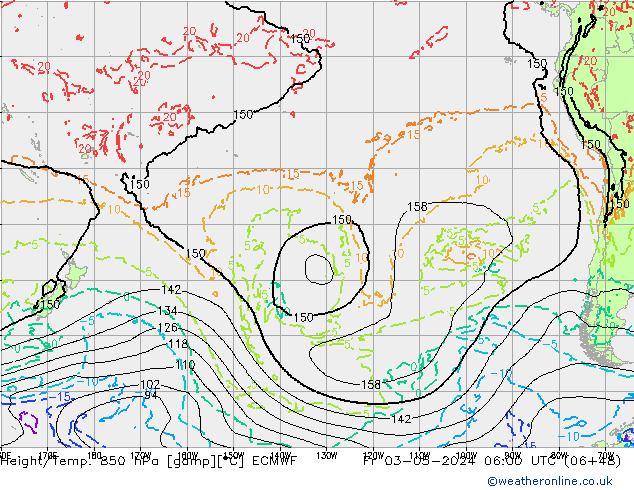 Géop./Temp. 850 hPa ECMWF ven 03.05.2024 06 UTC