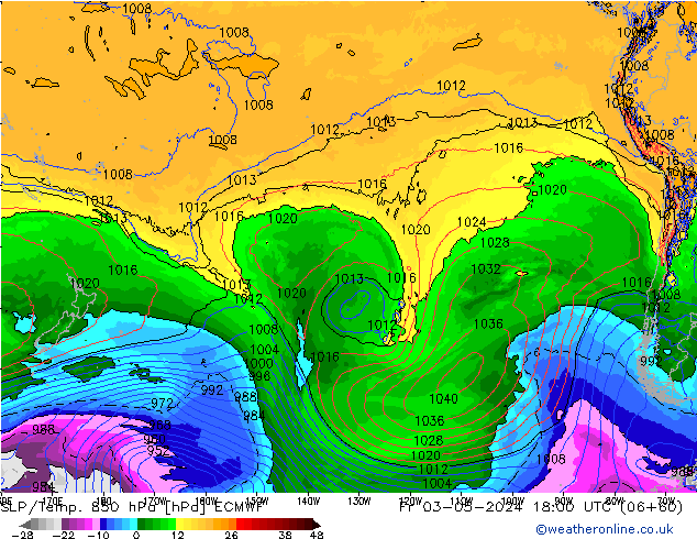 SLP/Temp. 850 hPa ECMWF Fr 03.05.2024 18 UTC