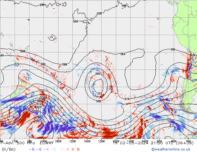 T-Adv. 500 hPa ECMWF Th 02.05.2024 21 UTC