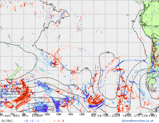 T-Adv. 850 hPa ECMWF Sáb 04.05.2024 18 UTC