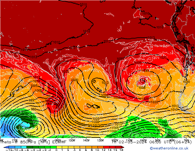 Theta-W 850hPa ECMWF jeu 02.05.2024 06 UTC