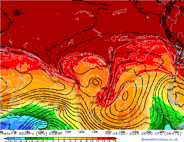 Theta-W 850hPa ECMWF sab 04.05.2024 06 UTC