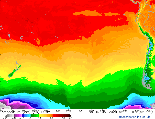 Temperatura (2m) ECMWF sab 04.05.2024 06 UTC