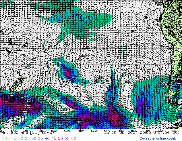 Rüzgar 850 hPa ECMWF Paz 05.05.2024 00 UTC