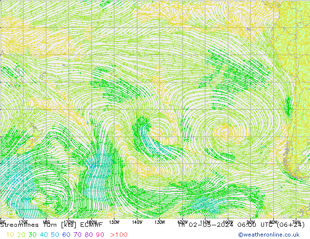 Ligne de courant 10m ECMWF jeu 02.05.2024 06 UTC