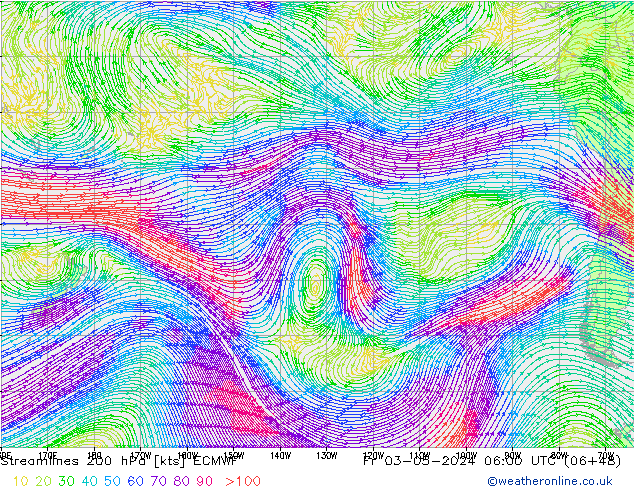 Streamlines 200 hPa ECMWF Pá 03.05.2024 06 UTC