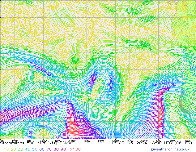 Línea de corriente 500 hPa ECMWF vie 03.05.2024 18 UTC