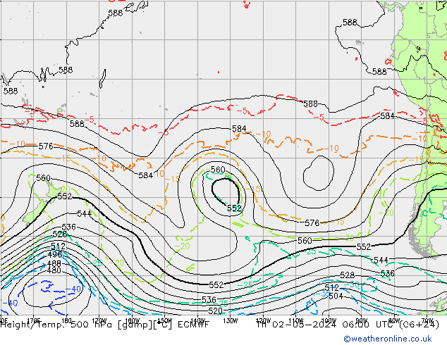 Z500/Rain (+SLP)/Z850 ECMWF gio 02.05.2024 06 UTC