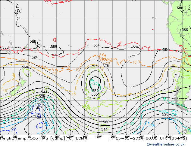 Z500/Rain (+SLP)/Z850 ECMWF vie 03.05.2024 00 UTC