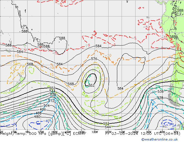 Height/Temp. 500 hPa ECMWF Fr 03.05.2024 12 UTC