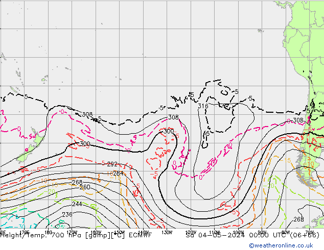 Height/Temp. 700 hPa ECMWF Sa 04.05.2024 00 UTC