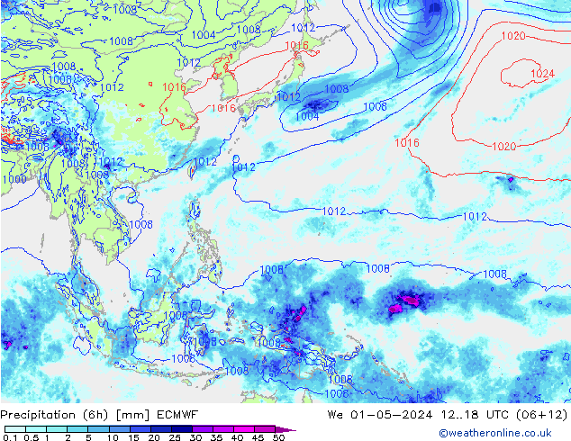 Z500/Rain (+SLP)/Z850 ECMWF We 01.05.2024 18 UTC