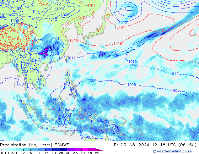 Precipitación (6h) ECMWF vie 03.05.2024 18 UTC