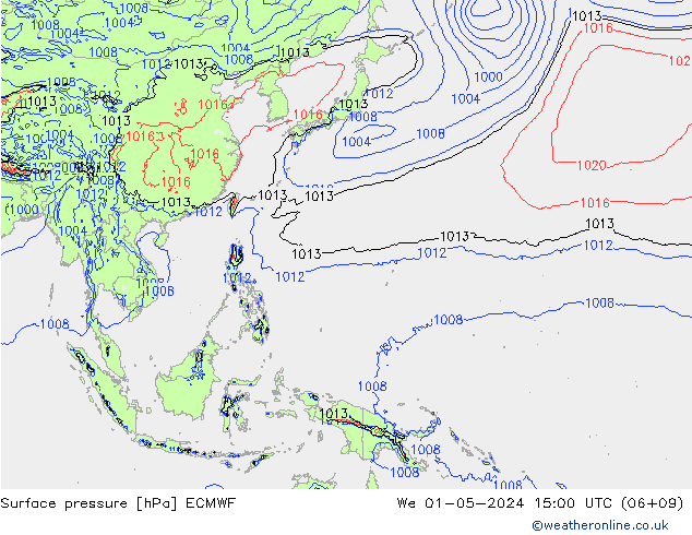 Atmosférický tlak ECMWF St 01.05.2024 15 UTC