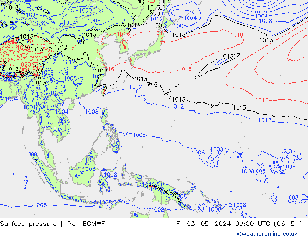 Surface pressure ECMWF Fr 03.05.2024 09 UTC