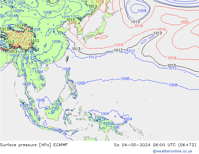 Presión superficial ECMWF sáb 04.05.2024 06 UTC