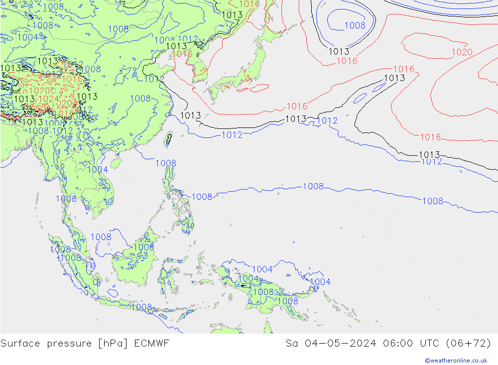 Presión superficial ECMWF sáb 04.05.2024 06 UTC