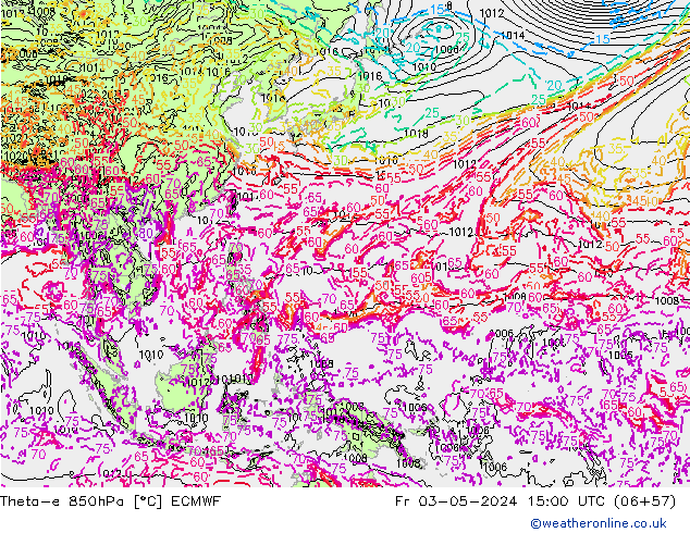 Theta-e 850hPa ECMWF Cu 03.05.2024 15 UTC