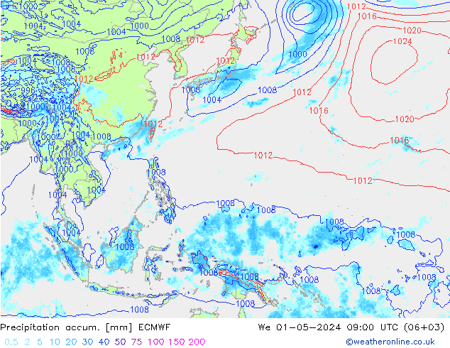 Totale neerslag ECMWF wo 01.05.2024 09 UTC