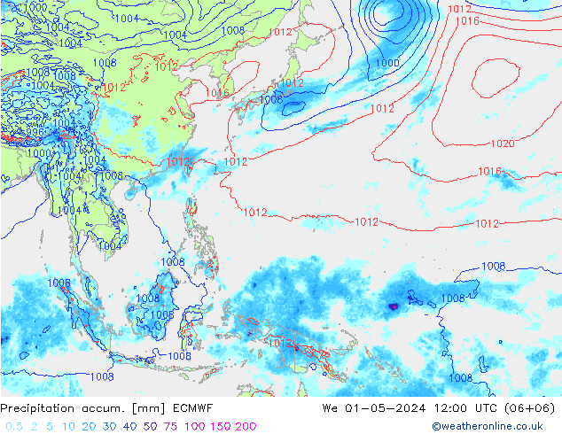 Totale neerslag ECMWF wo 01.05.2024 12 UTC