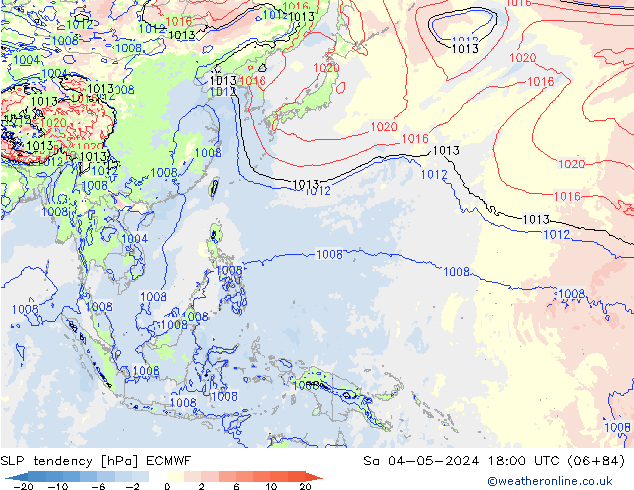 Tendenza di Pressione ECMWF sab 04.05.2024 18 UTC