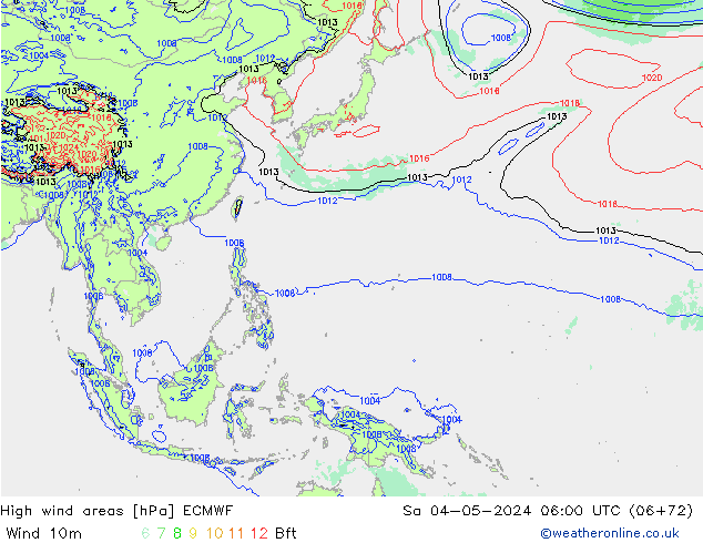 High wind areas ECMWF sáb 04.05.2024 06 UTC