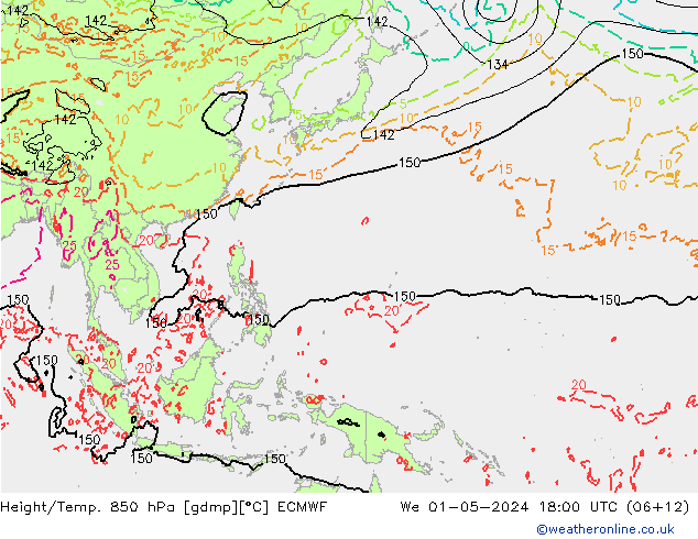 Z500/Rain (+SLP)/Z850 ECMWF śro. 01.05.2024 18 UTC