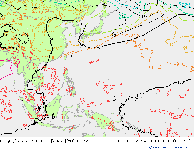 Z500/Rain (+SLP)/Z850 ECMWF Čt 02.05.2024 00 UTC