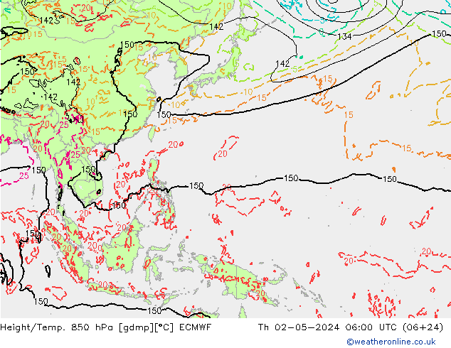 Z500/Rain (+SLP)/Z850 ECMWF Qui 02.05.2024 06 UTC