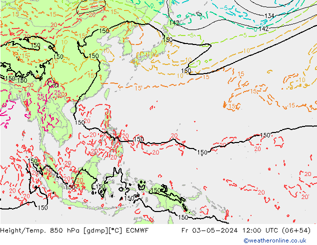 Z500/Rain (+SLP)/Z850 ECMWF Fr 03.05.2024 12 UTC