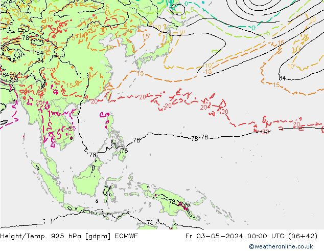 Height/Temp. 925 hPa ECMWF Sex 03.05.2024 00 UTC