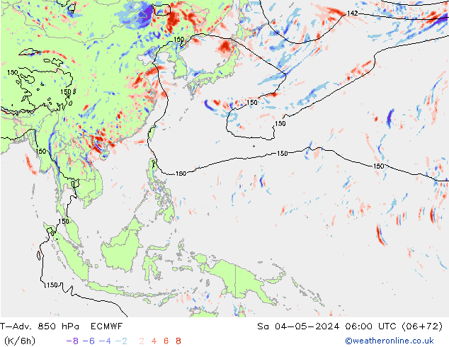 T-Adv. 850 hPa ECMWF sam 04.05.2024 06 UTC