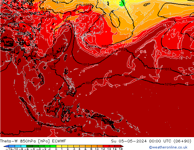 Theta-W 850hPa ECMWF zo 05.05.2024 00 UTC